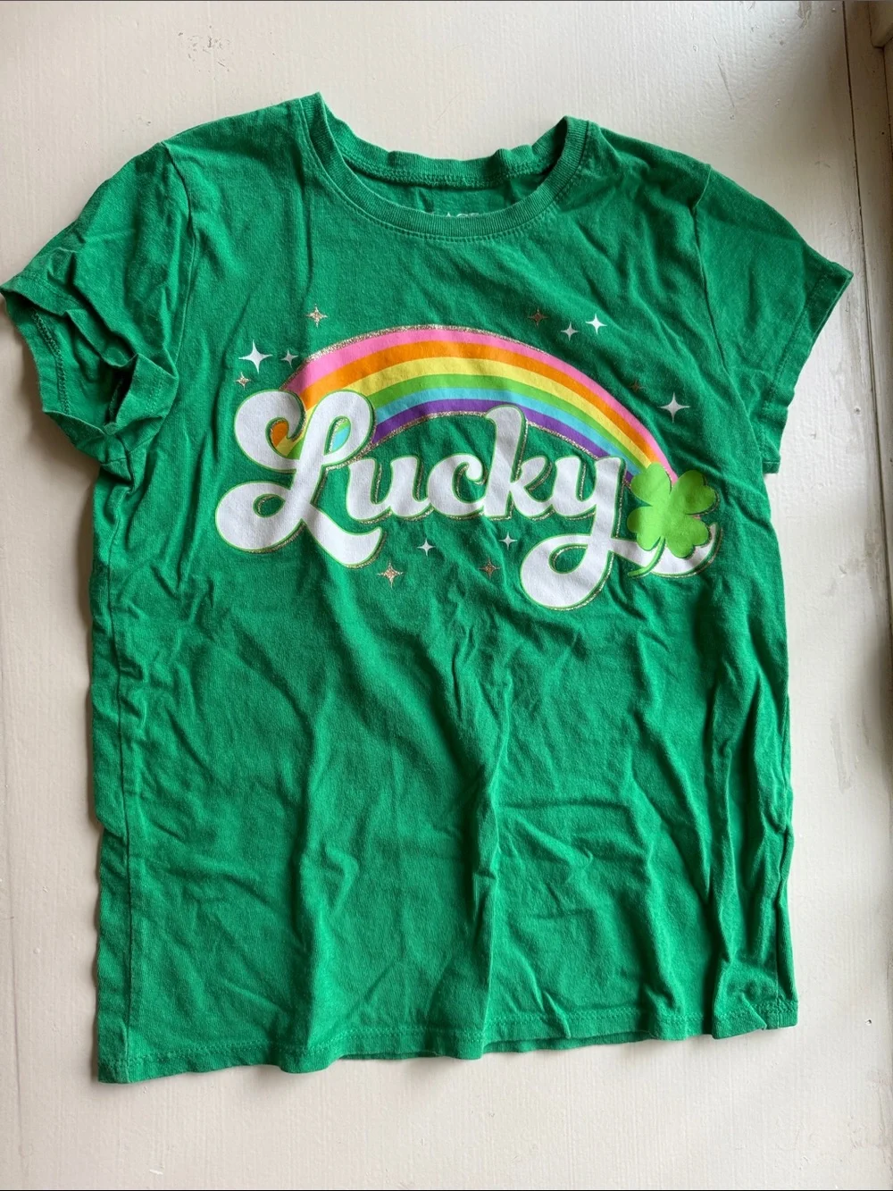 The Children's Place Green 'Lucky' Tee with Rainbow Graphic